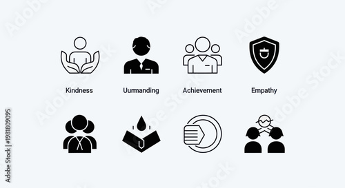 Set of Icons Representing Positive Human Traits and Values