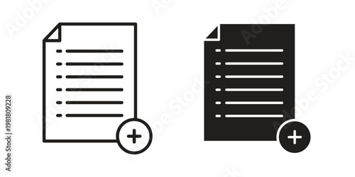 Add document icon and symbol. Vector icon editable set