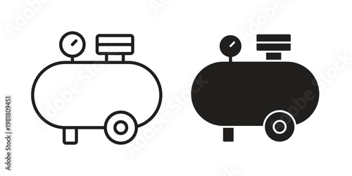 Air compressor icon and symbol. Vector icon editable set