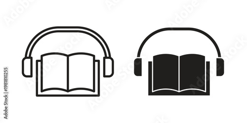 Audio book icon and symbol. Vector icon editable set