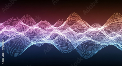 Abstract Glowing Digital Wave Mesh Visualization Pattern.