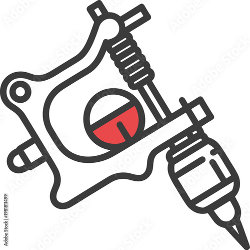 Tattoo Gun Icon with Red Detail machine