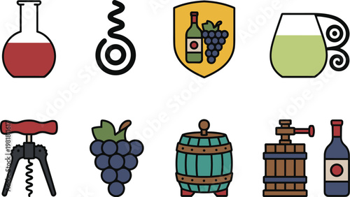 Wine Making and Tasting IconsTitle: Wine Making and Tasting Icons