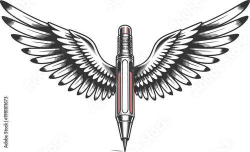Winged Pencil Symbol 