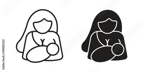 Breastfeeding icon and symbol. Vector icon editable set