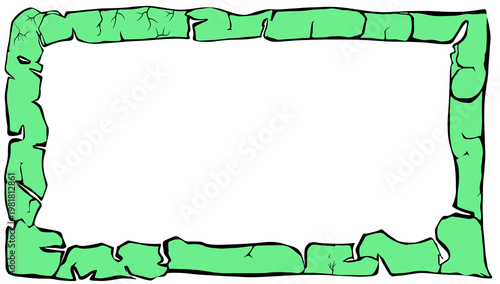 Green stone border frames a clean white center. Rough texture suggests aged, natural stone. Ideal for rustic or vintage-themed designs. Simple layout offers space for text or graphics