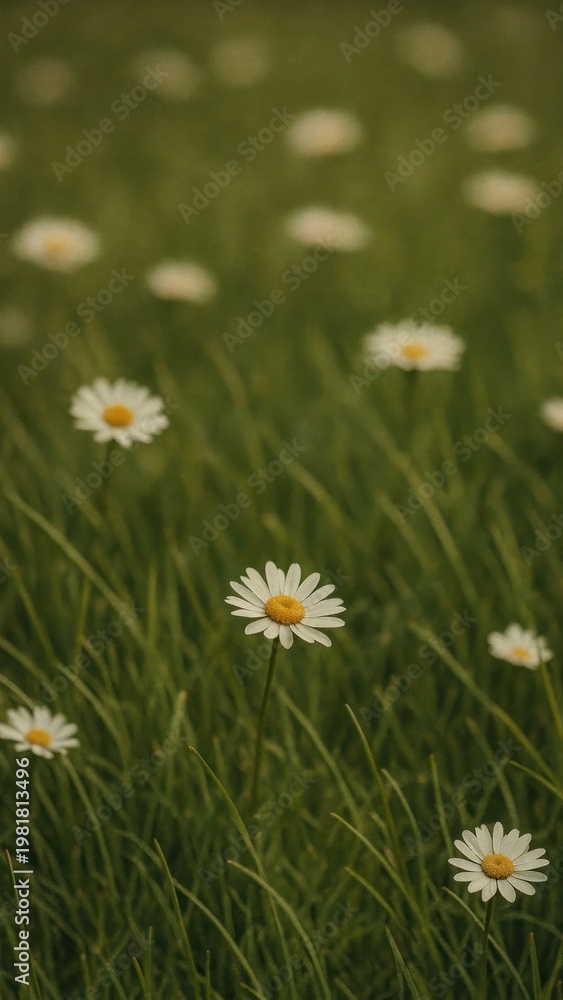 Fototapeta premium Serene daisies in lush field mobile wallpaper