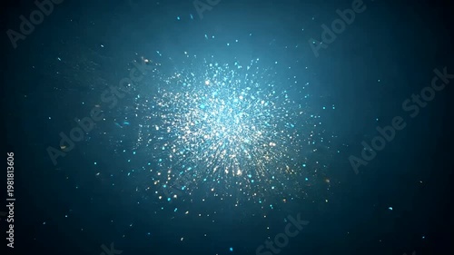 Glowing blue and white particles concentrated in the center, diminishing outwards