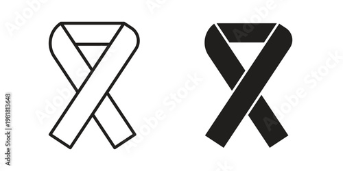 Cancer ribbon icon and symbol. Vector icon editable set