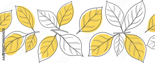 A collection of autumn leaves with varying shades of yellow and brown hues Vector