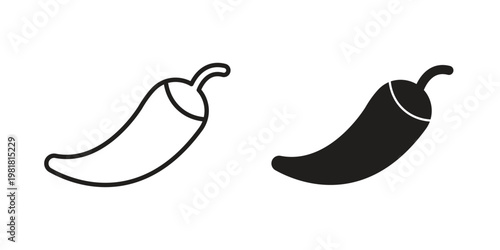 Chili icon and symbol. Vector icon editable set