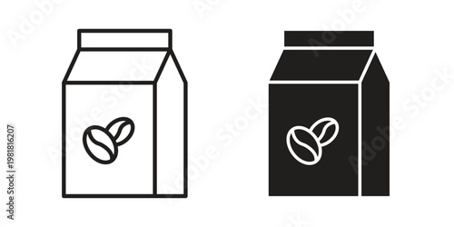 Coffee paper bag icon and symbol. Vector icon editable set