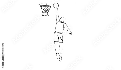 Basketball player jumping for a dunk silhouette