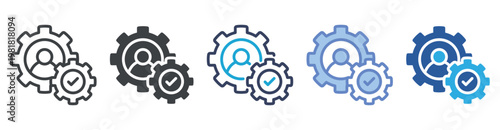 Management icon set multiple style collection