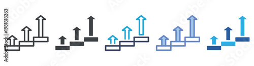 Growth icon set multiple style collection