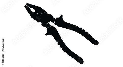 A black silhouette of combination pliers a common workshop tool silhouette