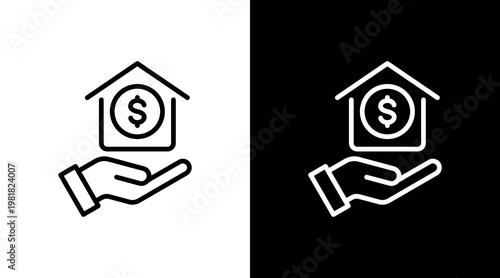 Real Estate White Icon Set Design