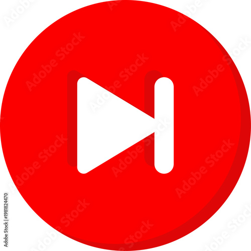 Red circular skip next icon for mobile media player and music app