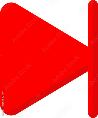 Red skip next vector icon for media player and track advance