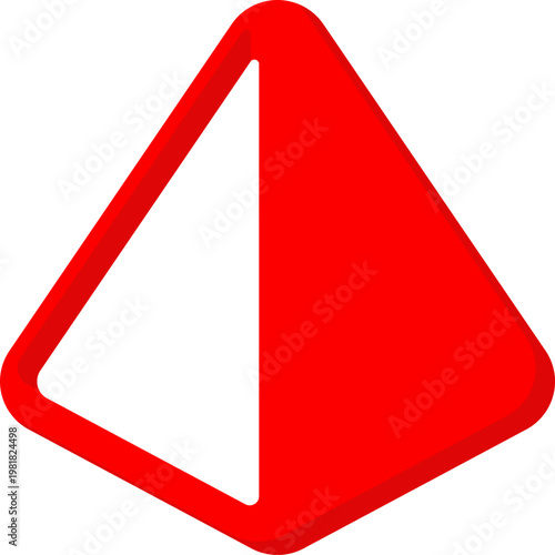 Red triangle geometric shape vector icon for abstract logic and design