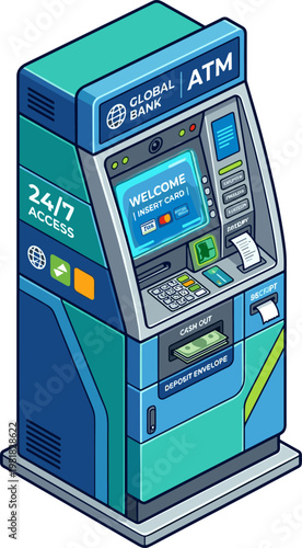Automated teller machine for banking and cash withdrawals