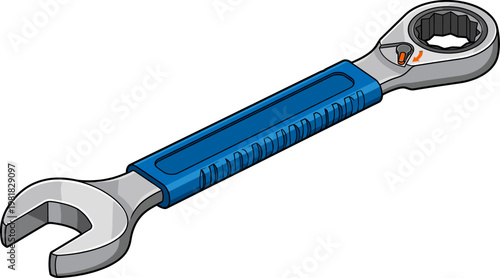 Combination ratchet wrench tool with ergonomic blue handle grip