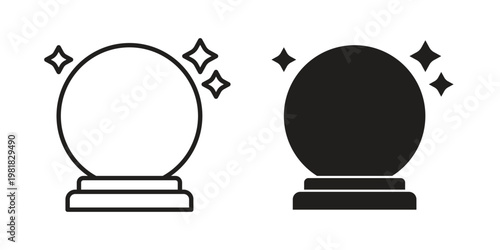 Crystal ball icon and symbol. Vector icon editable set