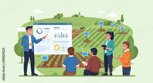 Agricultural technology presentation with data analysis.