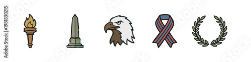 Collection of Hand Drawn National Pride and Memorial Vector Icons