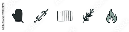 BBQ and Cooking Essentials Doodle Icons
