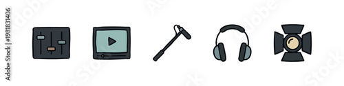 Audiovisual Production and Studio Equipment Icon Set