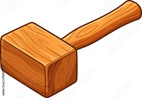 Traditional wooden mallet tool for carpentry and woodworking