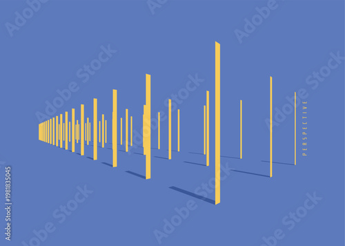 A multitude of ordered vertical lines in the spatial perspective. Shadows create depth and volume. Rhythmic movement. Abstract columns. Geometric architectural style. Minimalistic design. Copy space.