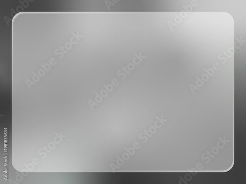 背景素材に最適なグレーと黒のモノトーン・グラデーションに、高級感のあるグラスモーフィズムの半透明フレームを合わせた、スタイリッシュで抽象的なベクターイラスト / Sleek monotone vector background featuring a sophisticated grey and black gradient with a modern glassmorphism transluc