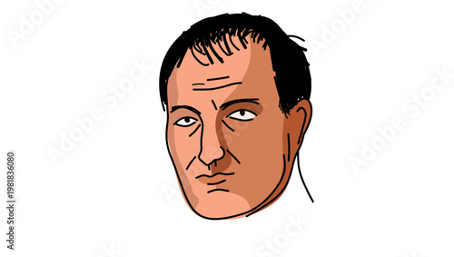 Foto Napoleon Bonaparte portrait, flat vector illustration