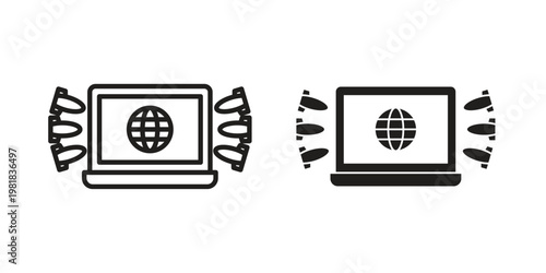 Ddos icon and symbol. Vector icon editable set