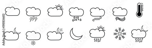 Weather Vector icons set. rain,colud,sun,moon,temparecute icons. Vector Illustration