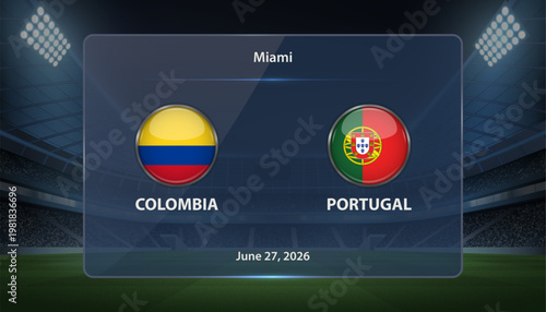 Colombia vs Portugal Soccer Match Scoreboard