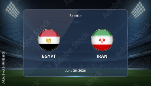 Egypt vs Iran Soccer Match Scoreboard