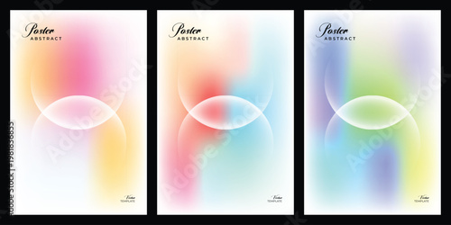 Billede på lærred Abstract posters collection with vibrant blurred gradients and glowing oval shap