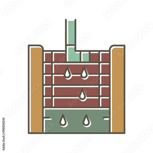 Ventilation shaft structure, schematic illustration, colored design, engineering concept