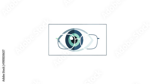 Human Eye Wearing Eyeglasses Optometry and Vision Care Concept