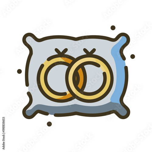 Wedding rings on a pillow with a romantic vibe for a wedding concept