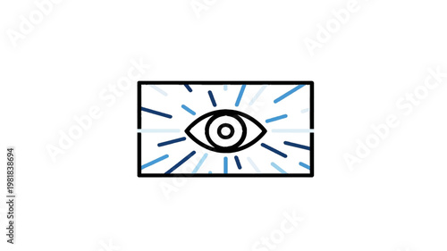 Stylized Eye with Vision Rays Optical Focus Concept Flat Vector