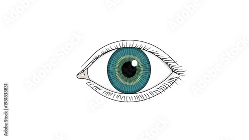 Human Eye Front View Medical Illustration Isolated on White Background