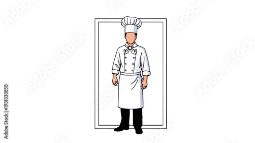 Modern Restaurant Chef Full Length Portrait in Cooking Uniform