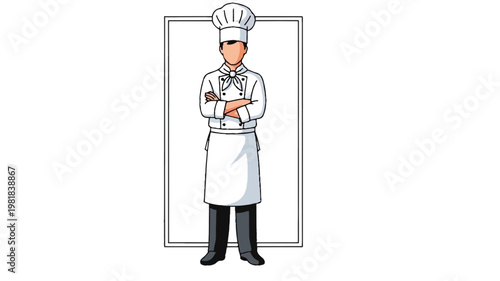 Modern Restaurant Chef Full Length Portrait in Cooking Uniform