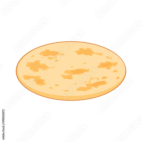 Single Paratha Vector Illustration, Minimal Flat Roti Design, Traditional South Asian Flatbread Icon, Homemade Desi Breakfast Food Graphic, Simple Isolated Bread