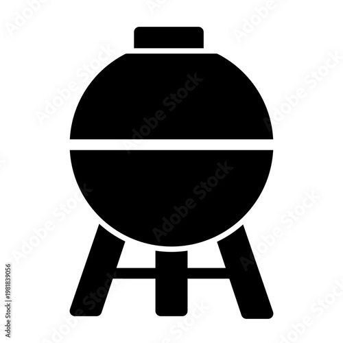 Barbecue Grill icon illustration. This is a vector single icon with a solid style. It is suitable for various purposes, including website design, mobile app design, and logo design.