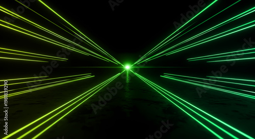 未来へ加速するグリーンの光のトンネル 疾走感のあるサイバー空間 デジタル背景 テクノロジー